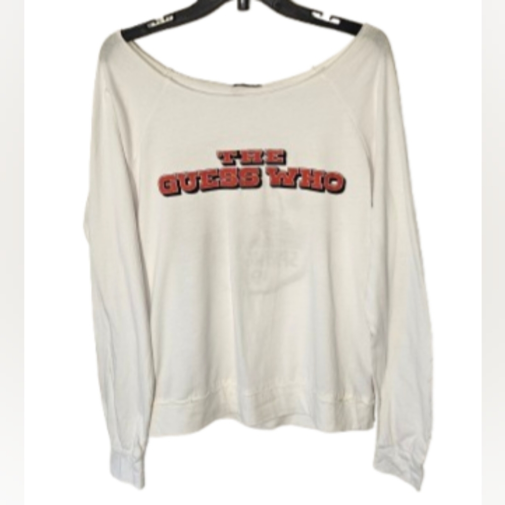The Guess Who White Long Sleeve Graphic Canada Tour Sweatshirt Size Small
